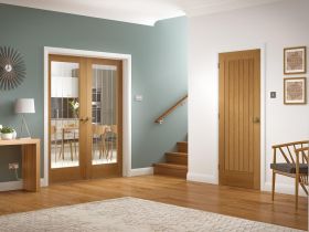 838x1981x35mm Suffolk Internal 1 Light Oak Door with Clear Etched Glass EGOSUFP1033 (2'9" x 6'6")