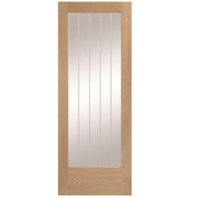 686x1981x35mm Suffolk Internal 1 Light Oak Door with Clear Etched Glass OPFGOSUFP1027 (2'3" x 6'6")