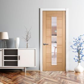 610x1981x35mm Oak Palermo Original 1 Light Internal Door with Clear Glass OGOPAL1L24 (2'0" x6'6")