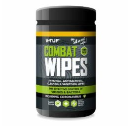 V-TUF Combat Wipes AntiViral AntiBacterial Hand & Surface Cleaning Disinfectant - 200 per Tub